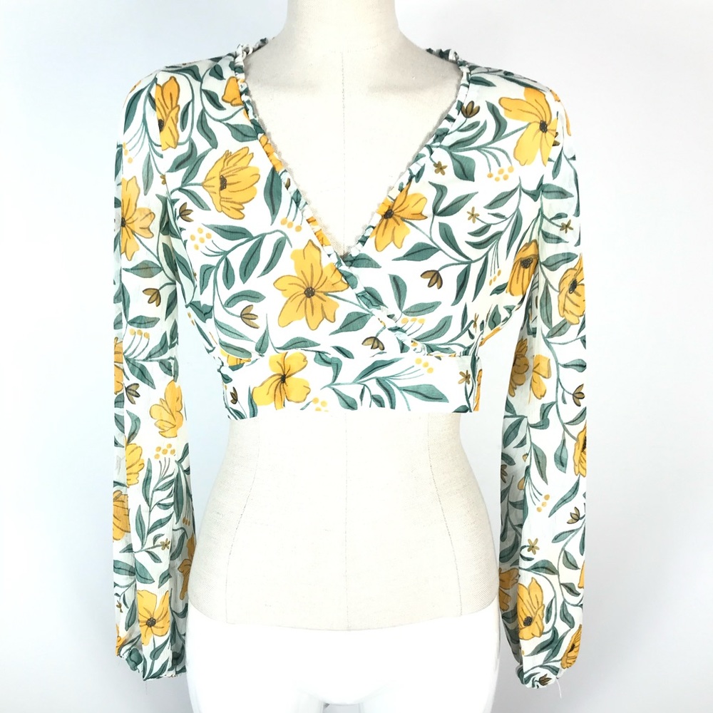 Zara trf chiffon surplice crop top